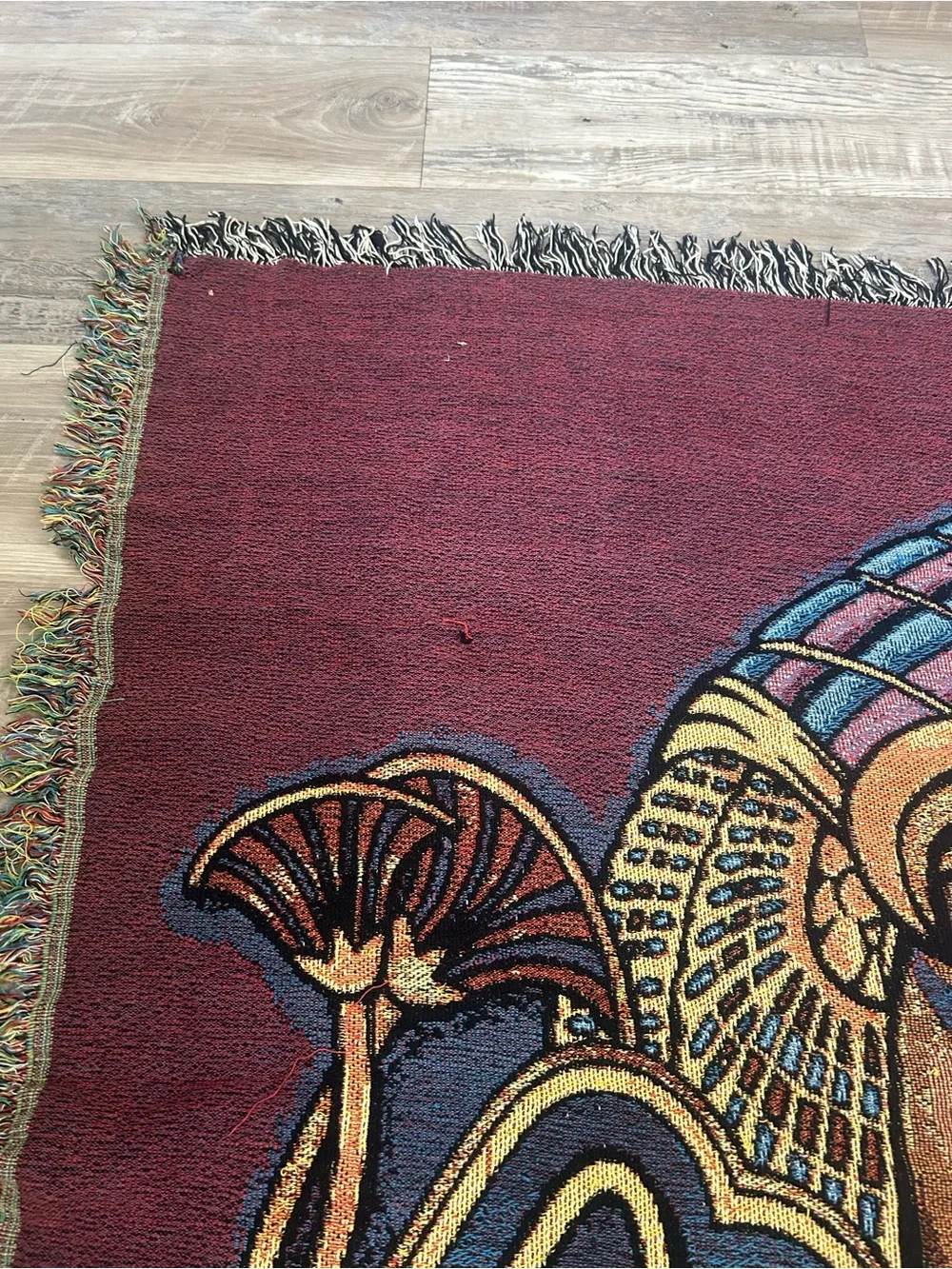 Vintage Cleopatra Fringe Tapestry By IGT 67x51
